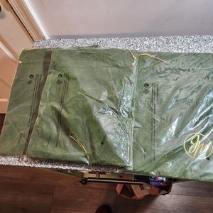 NEW 3 JM Green Velvet Gift Bags w/ Gold Cord Draw String Closure